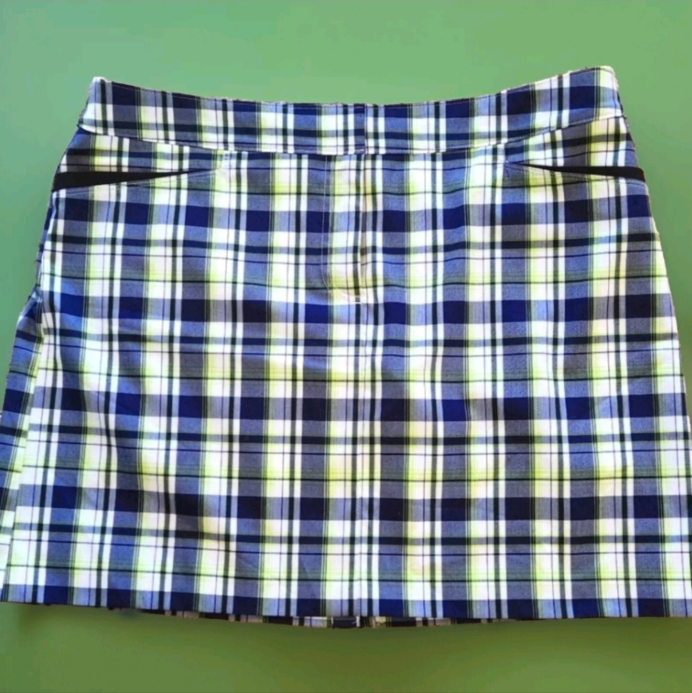 NWOT IZOD golf skort Size 14 Colors navy white lime green plaid